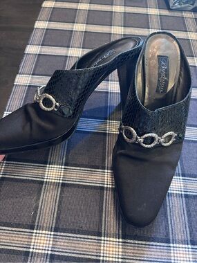 Brighton “Singer” Mules with Silver Chain Accent